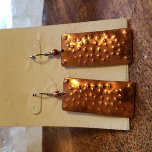 Handcrafted HammeredCopper Rectangular Earrings